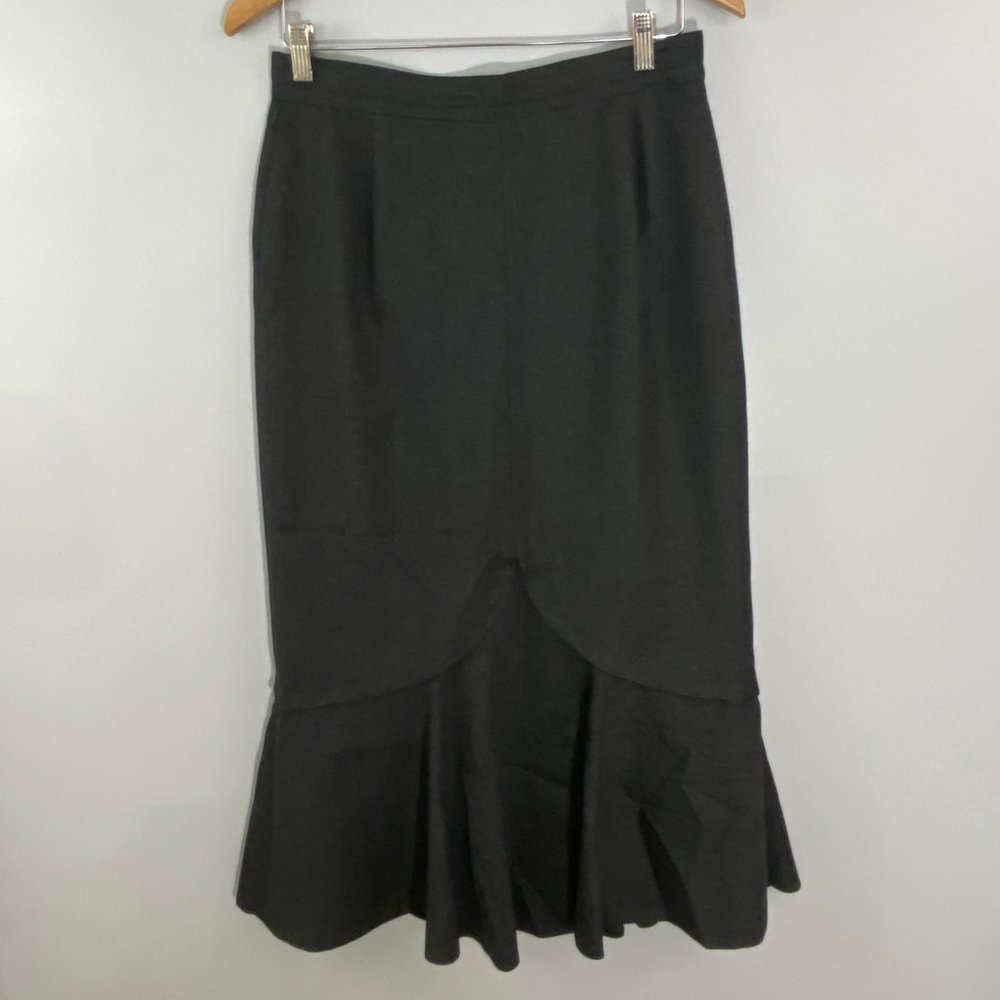 Vintage Louis Féraud Wool Flounced Skirt